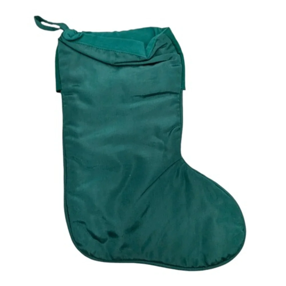 1995 Hallmark Barbie Holiday Forest Green Satin Christmas Stocking
